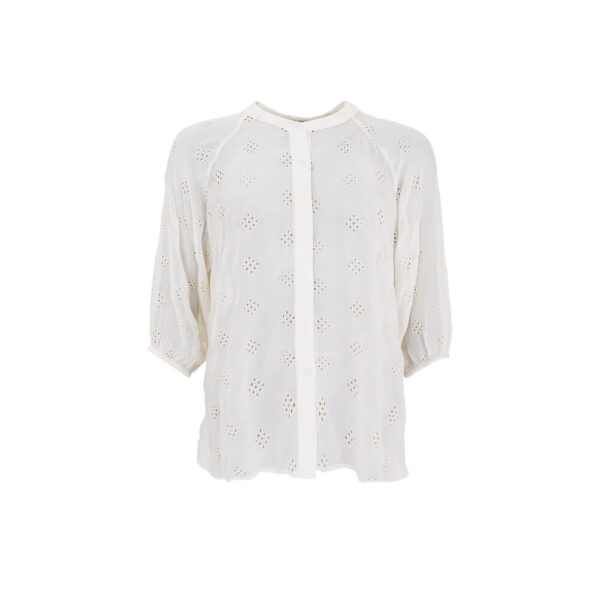 Black Colour Bluse Nell Embroidery Off- White