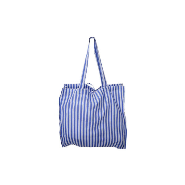 Black Colour Shopper Flora Blue Stripe