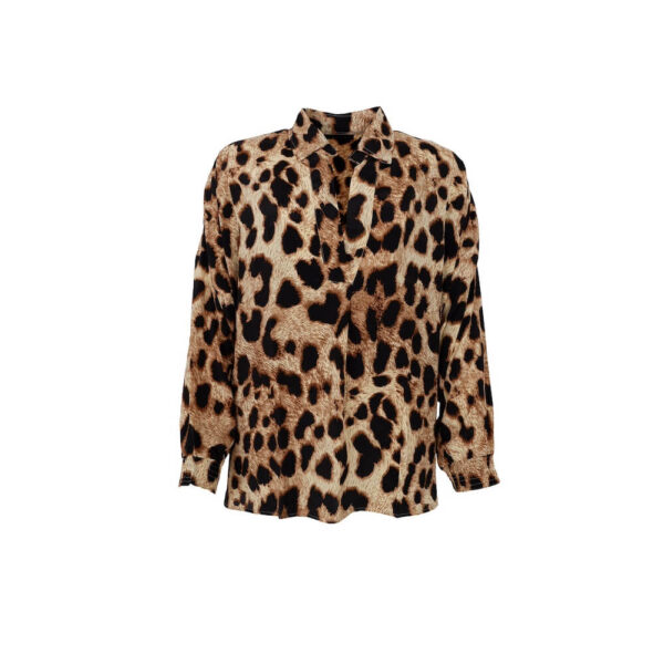 Black Colour Bluse Luna Kaftan Golden Leopard