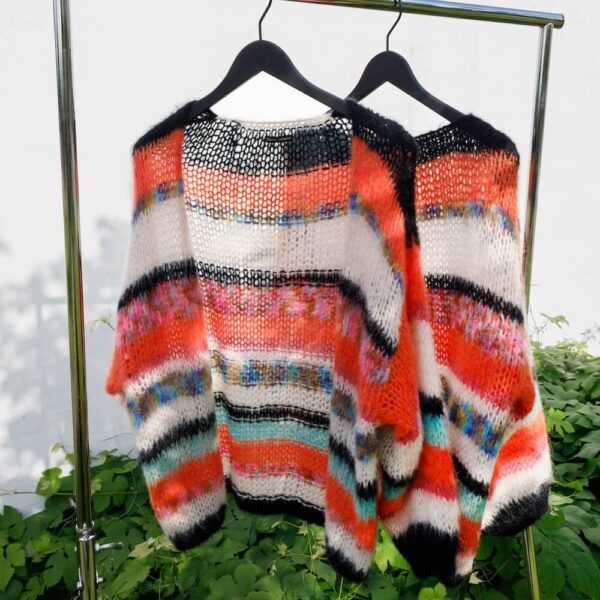 Black Colour Cardigan Adria Orange Mix3